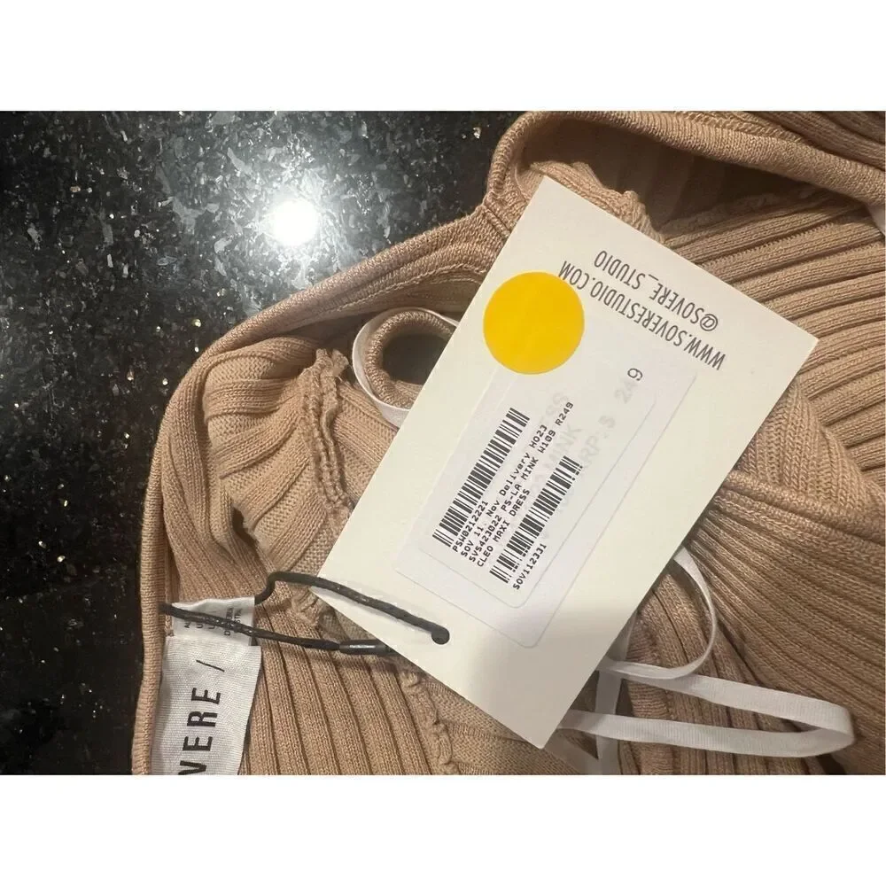 SOVERE Cleo Knit cut out details midi Dress color: Mink Size S NWT$226 - Picture 9 of 9